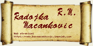 Radojka Macanković vizit kartica
